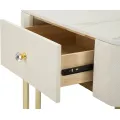 Rohový konzolový stolek Sharon 60 cm ekokůže krémový/zlatý