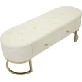 Lavice Sharon 120 cm s úložným prostorem ekokůže bílá/zlatá