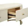 Lavice Sharon 120 cm s úložným prostorem ekokůže bílá/zlatá
