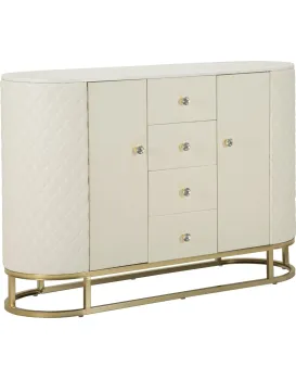 Komoda Sharon 120 cm ekokůže krémová/zlatá