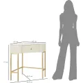 Rohový konzolový stolek Sharon 60 cm ekokůže krémový/zlatý