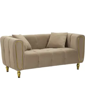 Dvoumístná pohovka Alma 155 cm taupe/zlatá