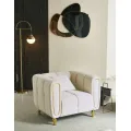 Designové sametové křeslo Alma krémové/zlaté