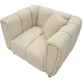 Designové sametové křeslo Alma krémové/zlaté