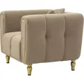 Designové sametové křeslo Alma šedobéžové/zlaté