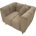 Designové sametové křeslo Alma šedobéžové/zlaté
