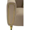 Designové sametové křeslo Alma šedobéžové/zlaté