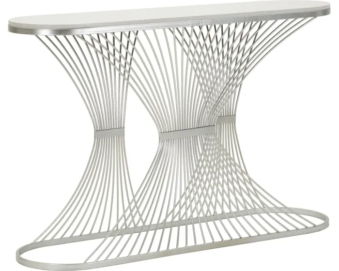 Konzolový stolek Stripe 120 cm stříbrný/mramor