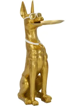 Dekorativní socha Dog Pit s podnosem 91 cm zlatá