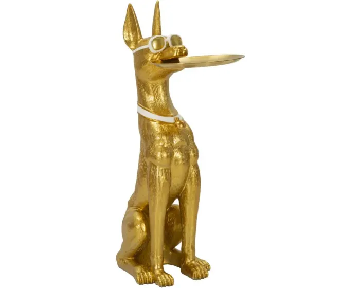 Dekorativní socha Dog Pit s podnosem 91 cm zlatá