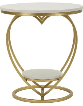 Odkládací stolek Heart 40 cm zlatý/bílý mramor