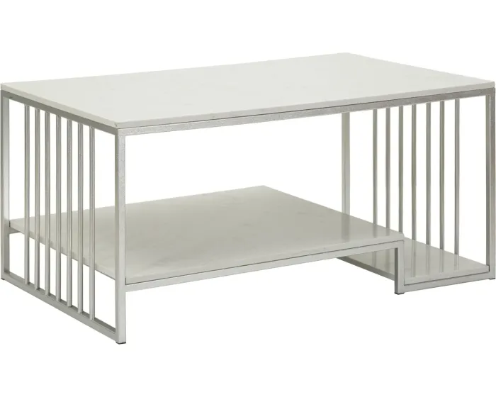 Konferenční stolek Kayseri 90 cm mramor/stříbrný