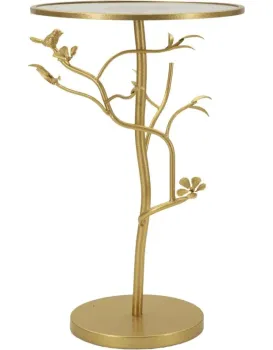 Odkládací stolek Birds 38 cm sklo zlatý