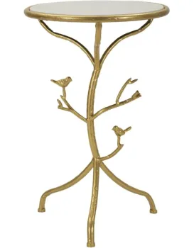 Odkládací stolek Birds 38 cm zlatý/mramor