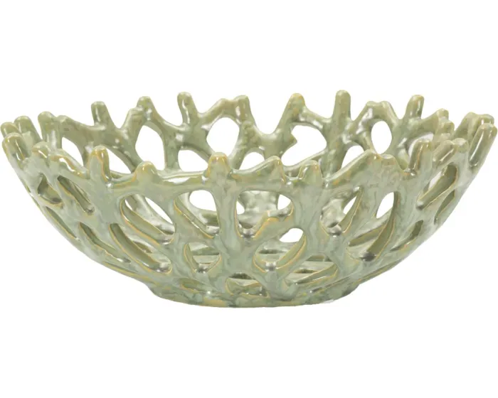 Keramická dekorativní miska Coral 35 cm zelená