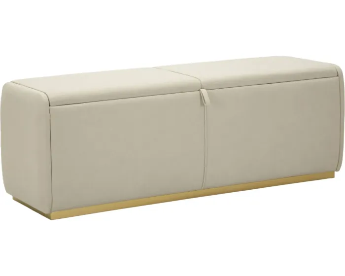 Lavice Bauty 130 cm s úložným prostorem krémová/zlatá