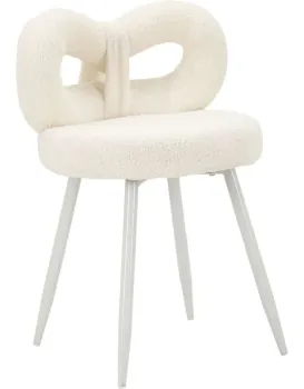 Designová jídelní židle Ilary Mini bouclé bílá