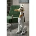 Dekorativní soška Dog Ory s podnosem 74 cm bílá