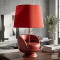 Stolní lampa Midcentury 43 cm červená