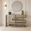 Designový konzolový stolek Stilig ST962 122 cm hnědý/zlatý