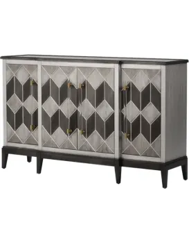 Komoda Stilig ST504 152 cm z masivu šedá/zlatá