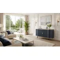 Komoda Stilig ST317 150 cm šedomodrá/zlatá