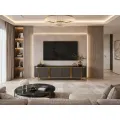 TV stolek Stilig ST382A 200 cm černý mramor/zlatý