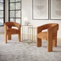 Designové čalouněné jídelní křeslo Leith skořicové