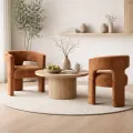 Designové čalouněné jídelní křeslo Leith skořicové