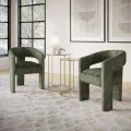 Designové čalouněné jídelní křeslo Leith olivové
