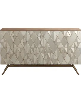Komoda Stilig 150 cm šampaňské zlato/hnědá