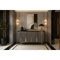 Komoda Stilig ST384 160 cm černý mramor/grafit/zlatá