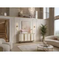 Komoda Stilig ST384 160 cm mramor/ecru/zlatá