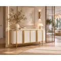 Komoda Stilig ST384 160 cm mramor/ecru/zlatá