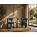 Designová čalouněná jídelní židle Leith velur modrá