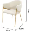 Čalouněné jídelní křeslo Modig samet ecru/zlaté