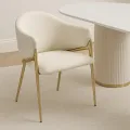 Čalouněné jídelní křeslo Modig bouclé bílé/zlaté