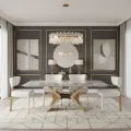Designová čalouněná jídelní židle Modig zlatá/bílá