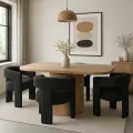 Designové čalouněné jídelní křeslo Leith bouclé černé