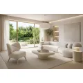Designové křeslo Leith lounge bouclé béžové