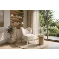 Designové křeslo Leith lounge bouclé béžové