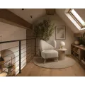 Designové křeslo Leith lounge bouclé béžové