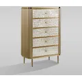 Komoda Stilig ST911 80 cm slonovinová/zlatá