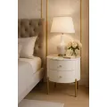 Noční stolek Stilig 50 cm bílý mramor/zlatý