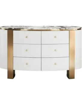 Komoda Stilig ST920 140 cm bílá/zlatá/mramor