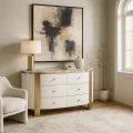 Komoda Stilig ST920 140 cm bílá/zlatá/mramor