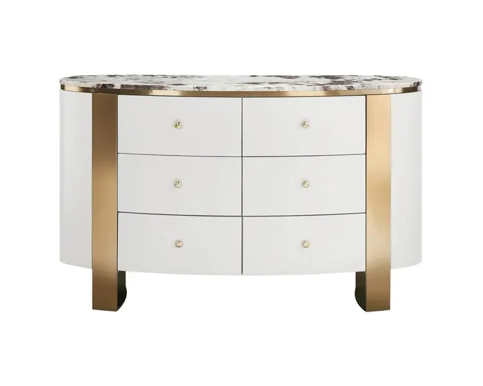 Komoda Stilig ST920 140 cm bílá/zlatá/mramor