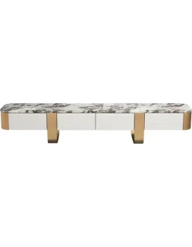 TV stolek Stilig ST922 200 cm bílý/zlatý/mramor