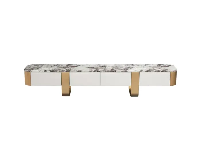 TV stolek Stilig ST922 200 cm bílý/zlatý/mramor