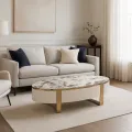 Konferenční stolek Stilig SR923 150 cm bílý/zlatý/mramor